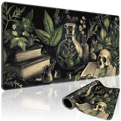 Mcapirivo Gothic Dark Botanical Large Gaming Mouse Pad 31.5"x15.7"｜XXL Desk Mat, Non-Slip Rubber Base & Stitched Edges - Extended Waterproof Mousepad for PC/Laptop/Office/Home Decor