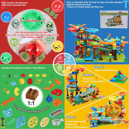 Marble Run Building Blocks for Kid: 3 4 5 6 8 Year Old Montessori Education Preschool STEM Toy - Age 4-8 Kids Creative Puzzle Marbles Track - Christmas Birthday Gifts for Boys Girls