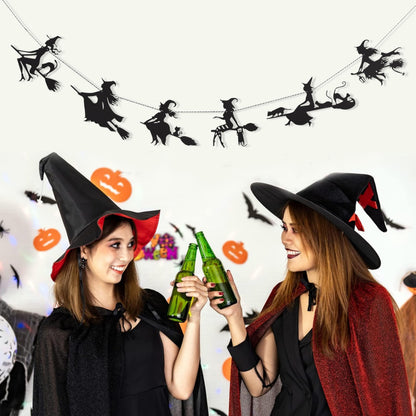 Halloween Witch Garland - Wood Witches Party Decoration, Autumn Home Witches Banner, Halloween Spooky Fireplace Decorations, Fall Bachelorette Party Vampire Decorations Supplies