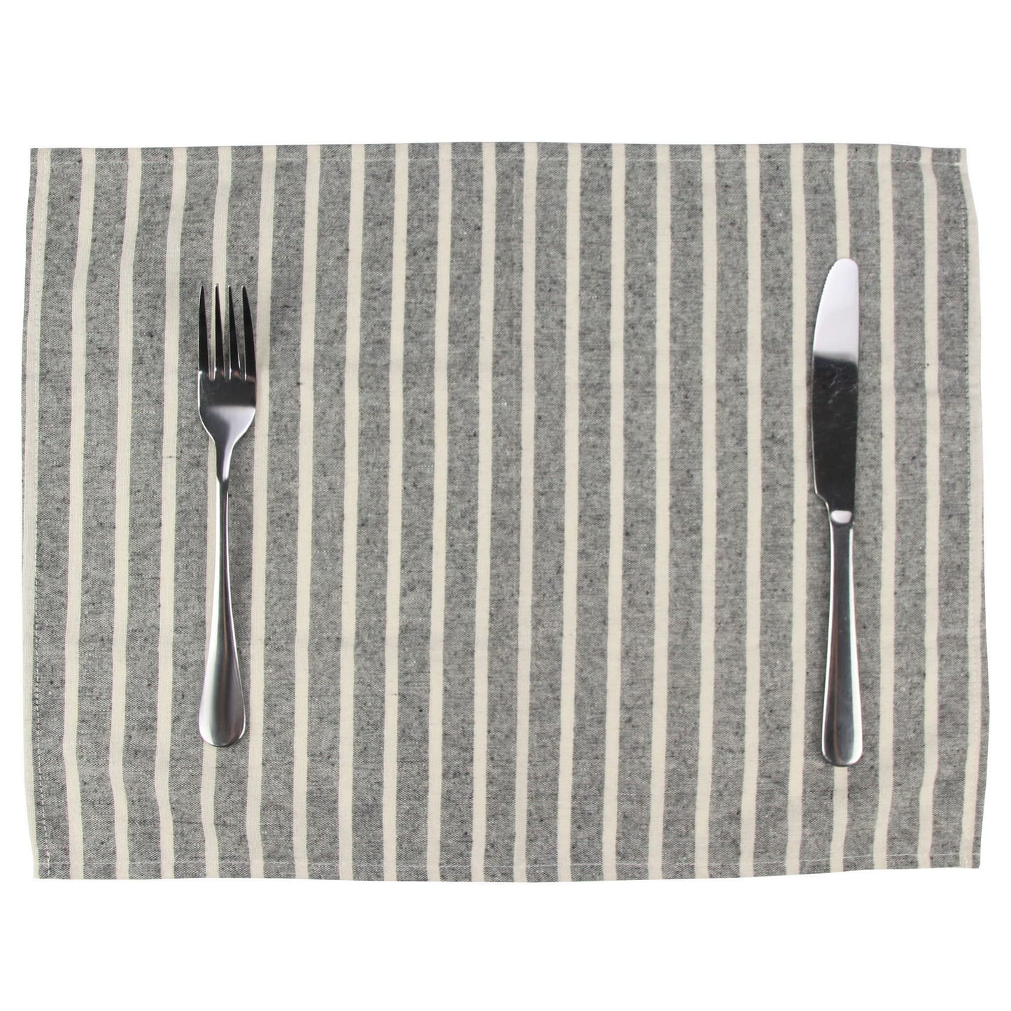 INFEI Broad Striped Cotton Blended Dinner Cloth Napkins - Set of 12 (40 x 30 cm) - for Events & Home Use (Black)