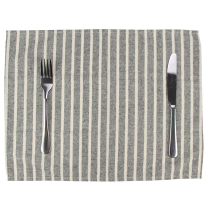 INFEI Broad Striped Cotton Blended Dinner Cloth Napkins - Set of 12 (40 x 30 cm) - for Events & Home Use (Black)