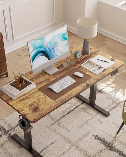 CubiCubi Electric Standing Desk, 60 x 24 Inches Height Adjustable Sit Stand Desk, Ergonomic Home Office Computer Workstation, Rustic Brown