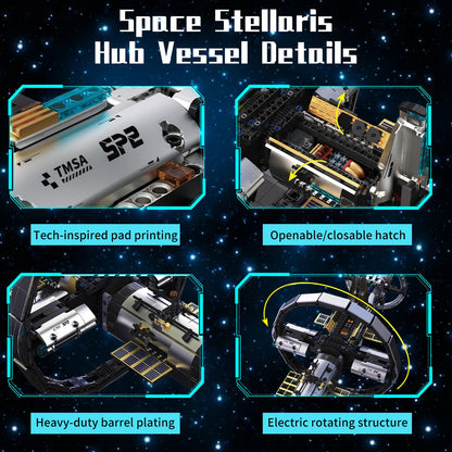 Sosuy Starship Building Blocks Set, STEM Toys for Boys 8+ LED Space Ship, Space Shuttle with Display Stand Motor-Driven Rotating Structure, Birthday for Boys Kids Girls Teens Adults