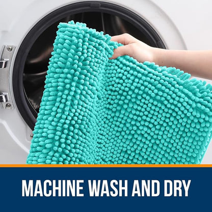 OLANLY Large Bathroom Rugs 47x32, Extra Soft Absorbent Chenille Bath Rugs, Rubber Backing Quick Dry, Machine Washable Bath Mats for Bathroom Floor, Tub and Shower, Home Decor Accessories, Teal