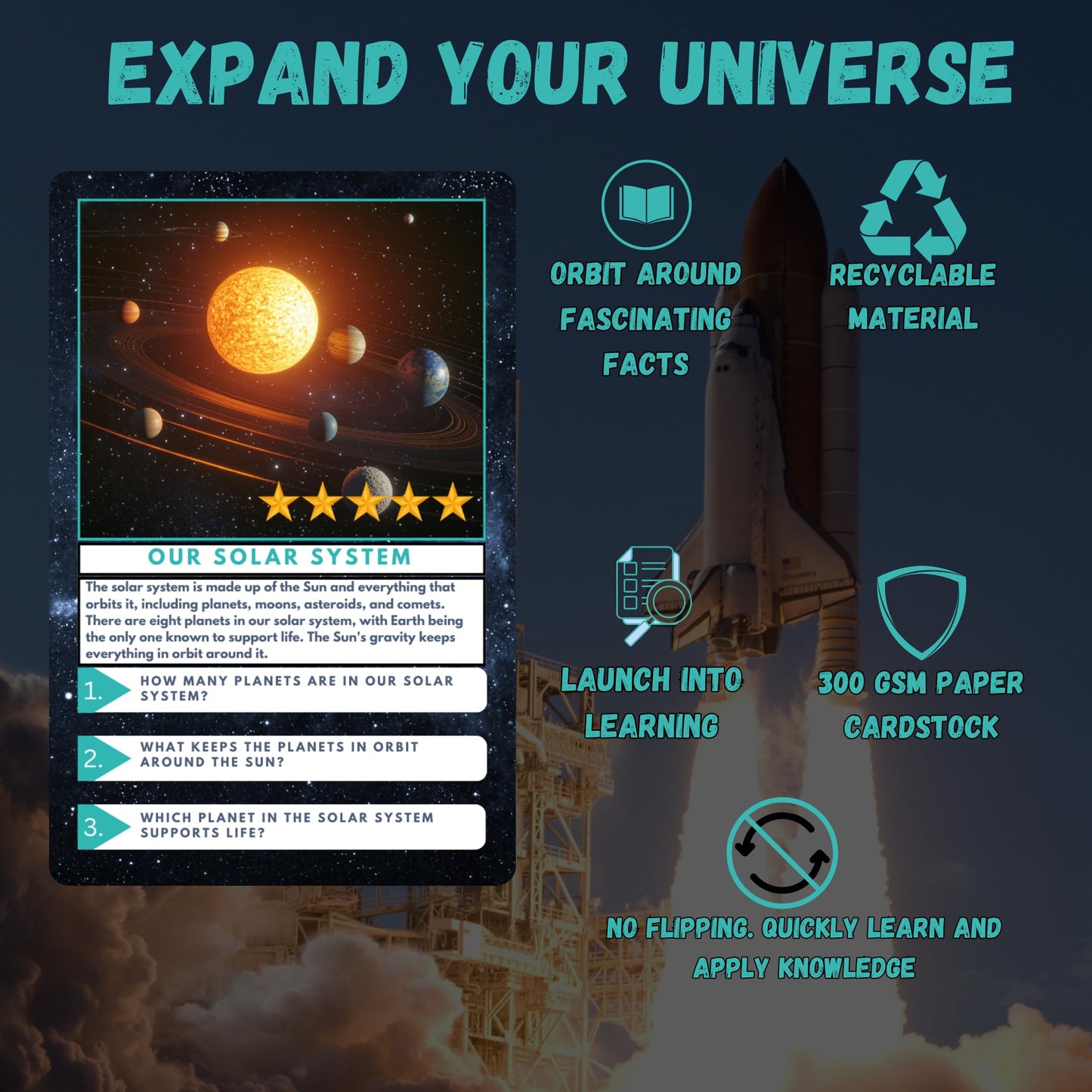 Little Known Truths Outer Space Trivia Flash Cards for Kids Ages 3+, Educational Solar System Learning Game, STEM Astronomy Fact Cards in Metal Tin, Screen-Free Travel Toy