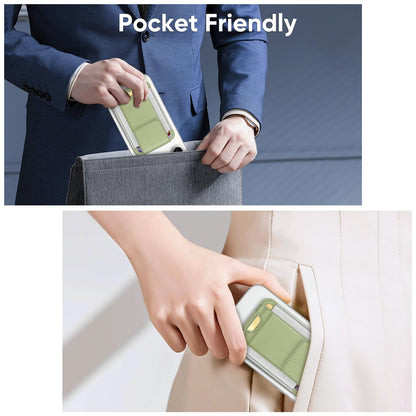 FINPAC MagSafe Wallet, Magnetic Card Wallet Holder for iPhone 17/16/15/14/13/12 Series, Safe RFID Blocking Slim Leather 6 Card Holder for Women Men, Bamboo Green