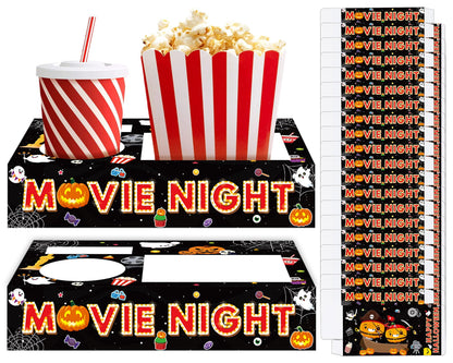 32Pcs Halloween Party Supplies Movie Night Paper Snack Trays Happy Halloween Pumpkin Candy Popcorn Drink Holder Theater Snack Boxes for Movie Theater Family Birthday Holiday Party Decorations