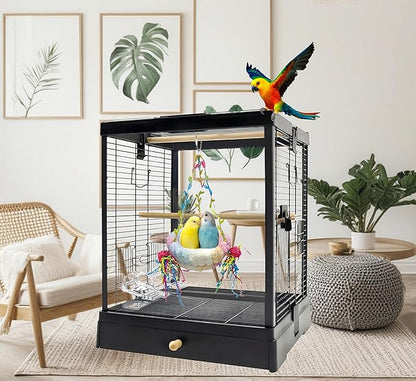 Bird Nest for Cage Bird Breeding Bed Cockatiel Snuggle Nest Parakeet Swing Bed Bird Hanging Hammock Parrot Sleeping Hut for Conure, Budgie, Lovebird, Finch, Small Pets-Pink, Large Size
