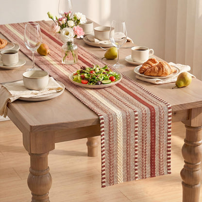 Artoid Mode Red Farmhouse Woven Table Runner, Seasonal Holiday Rustic Kitchen Dining Table Decoration for Home Party Decor 12x72 Inch
