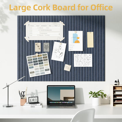 Large Cork Board for Wall 36" x 48" Blue Bulletin Board with Safe Removable Adhesive Squares for Pictures Photos, Alternative CorkBoard Felt Pin Boards Tiles for Office Classroom Wall Decor - 12 Pack