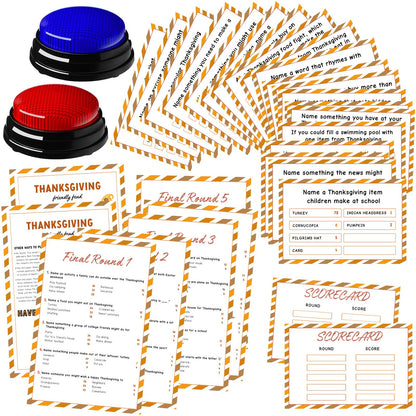 Humyoun Thanksgiving Day Friendly Feud Game with 2 Answer Buzzers, Fall Holiday Feud Cards, Family Game Night Fun Trivia Quiz for Friendsgiving Party Office Adults Class Groups Team Building