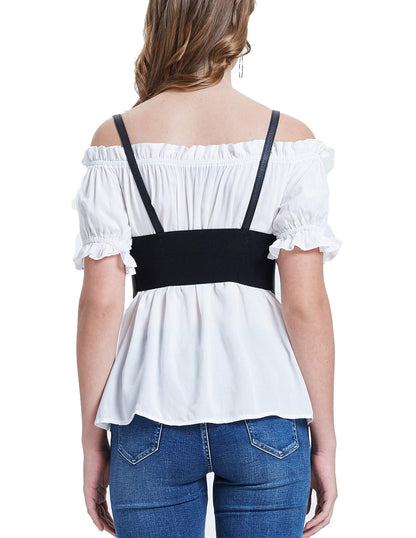 KANCY KOLE Womens Faux Leather Steampunk Sexy Underbust Waist Belt Corset(M,Black)