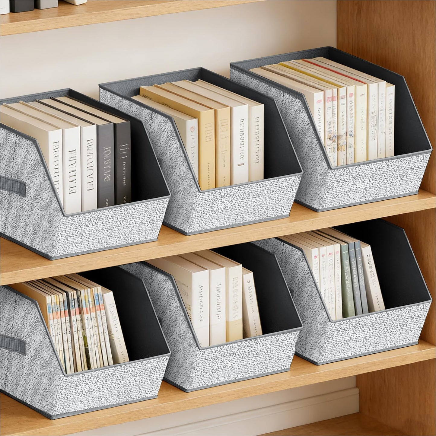 Homsorout Large Closet Storage Cubes - Closet Storage Bins with Dual Handles for Clothes, Towels, Toys, Shelf Organizer Bins for Bedroom, Nursery, Shelves, Small Spaces, Ant Light Gray, 4 Pack