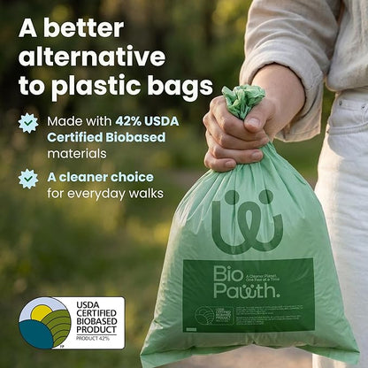 Dog Poop Bags, USDA Certified Biobased Product (42%), Extra Thick & Leak-Proof, Unscented Pet Waste Bags for Dogs & Cats, 120 Count