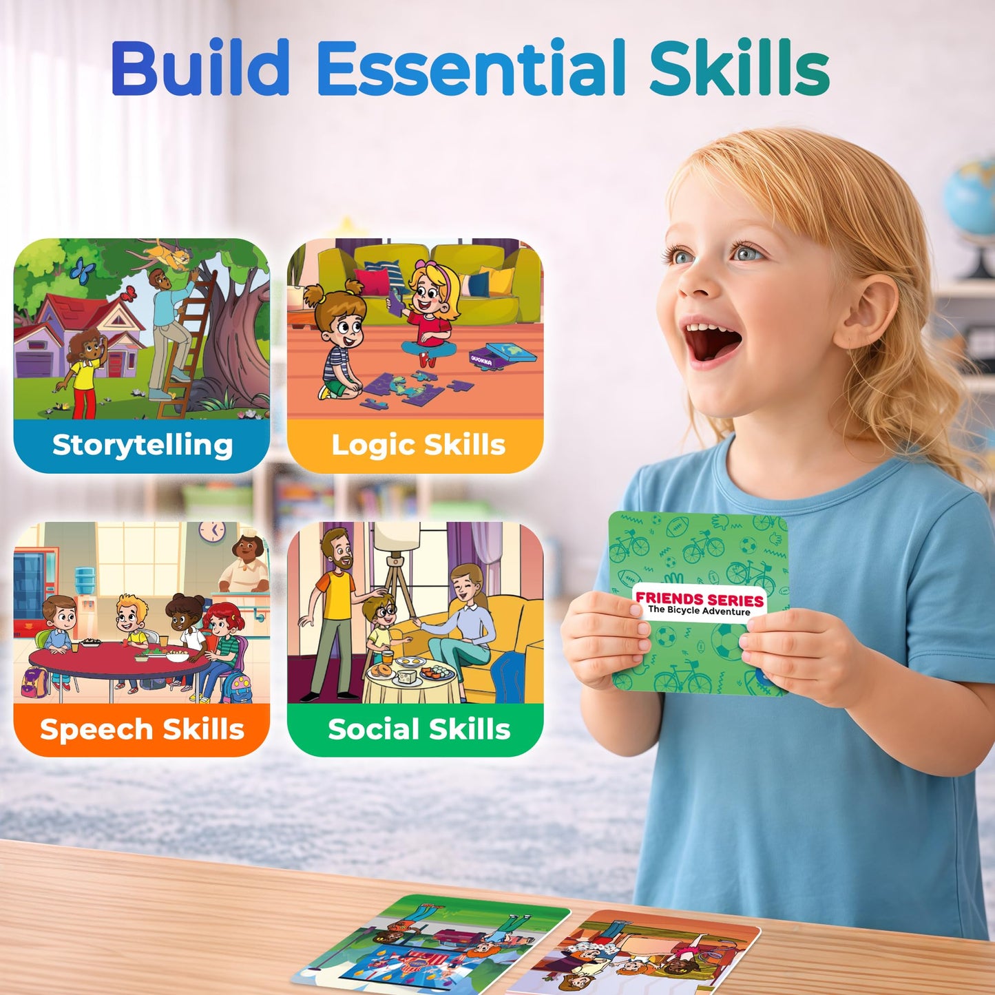 QUOKKA Sequencing Cards for Toddlers - Speech Therapy Materials for Kids - Create a Story Cards Sentence Building - Autism Aba Therapy Social Skills - Storytelling Picture Game