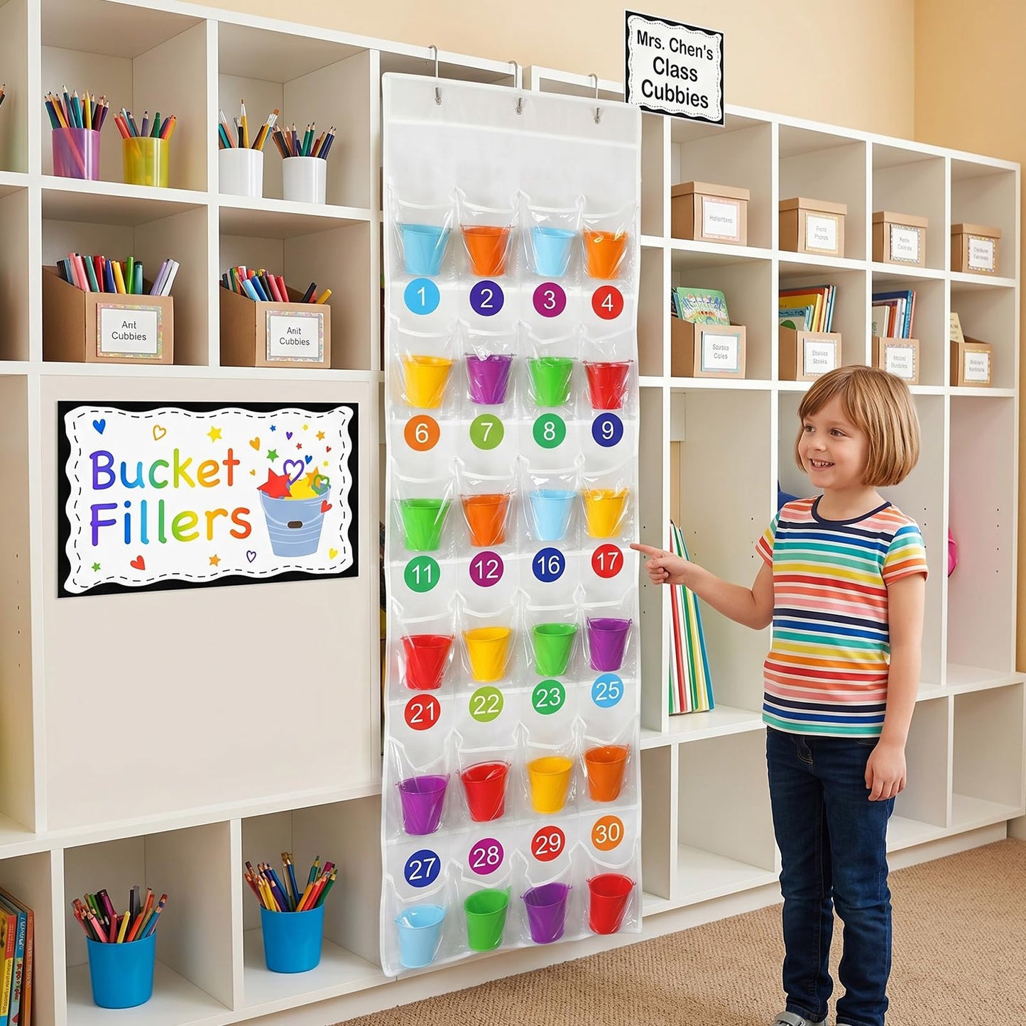Yoojahow 24 Set Back to School Classroom Management Tools Mini Reward Bucket Filler Activities Have You Filled a Bucket Today Positive Behavior Reward for Teacher Preschool Classroom(Classic)