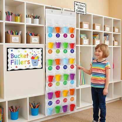 Yoojahow 24 Set Back to School Classroom Management Tools Mini Reward Bucket Filler Activities Have You Filled a Bucket Today Positive Behavior Reward for Teacher Preschool Classroom(Classic)
