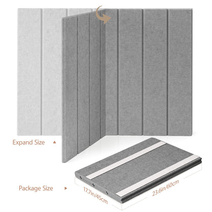 Lightomorrow Bulletin Board, 24 x 18 inches Felt Board Decorative Pin Board, 4' x 3' Cork Board Alternative for Wall, Foldable Photo Board with 20 Pushpins - Gray Stripes
