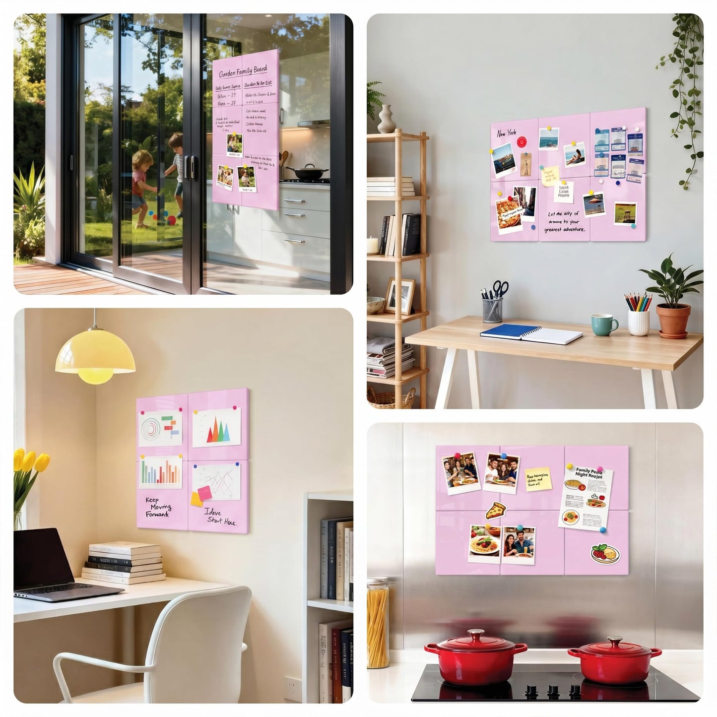 Comix Magnetic Board, 6 Pack Magnetic Whiteboard for wall, 11.8 x 11.8 Inches Dry Erase Board for Kids, Students, White Board Dry Erase Set for Fridge, Office and Home, Pink