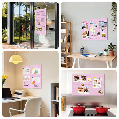 Comix Magnetic Board, 6 Pack Magnetic Whiteboard for wall, 11.8 x 11.8 Inches Dry Erase Board for Kids, Students, White Board Dry Erase Set for Fridge, Office and Home, Pink