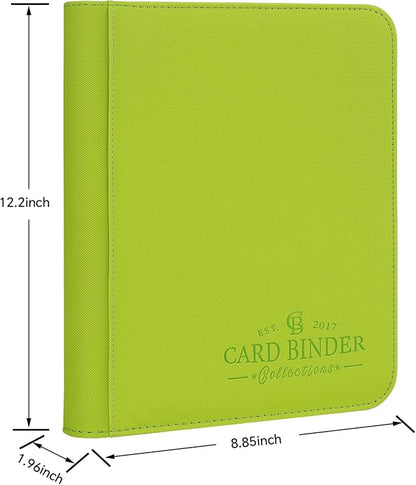 Toploader Binder, 4 Pocket Trading Card Binder Holds 128 Top Loaders, Premium Zipper Card Storage Case with Double-Sided Pockets for 3x4'' Toploaders, TCG, MTG, Sports Cards.(grass green)