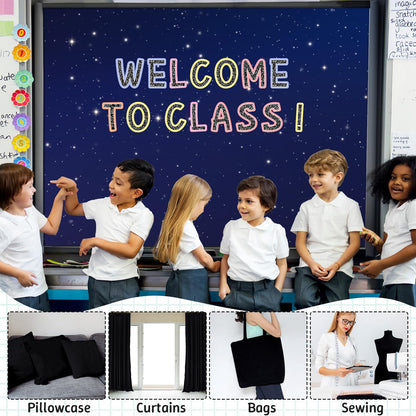 120x47 in Bulletin Board Fabric Background Back to School Classroom Decoration Large Polyester Photography Backdrop for Class Home Office Wall Decor Pillows Curtains Crafts Starry