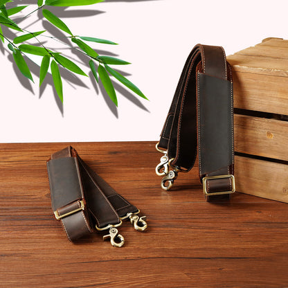 Masa Kawa Full Grain Brown Leather Shoulder Strap, Vintage Replacement Bag Straps for Laptop Briefcase, Crossbody Messenger, Duffel, Travel Bags