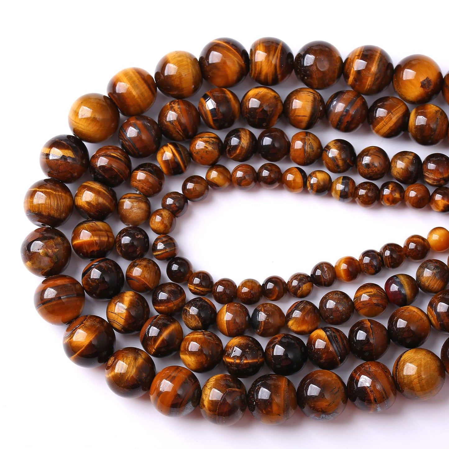 12MM 30PCS Natural Stone Yellow Tiger Eye Stone with Iron Mine Beads for Jewelry Making DIY Bracelet
