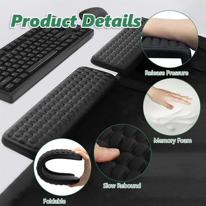 Tiiyee L-Shaped Desk Elbow Pad, Memory Foam Desk Edge Cushion, Ergonomic Elbow Rest, Keyboard Wrist Rest Comfort Support Padding Separate Design for Computer Gaming Home Office Extended Work Typing
