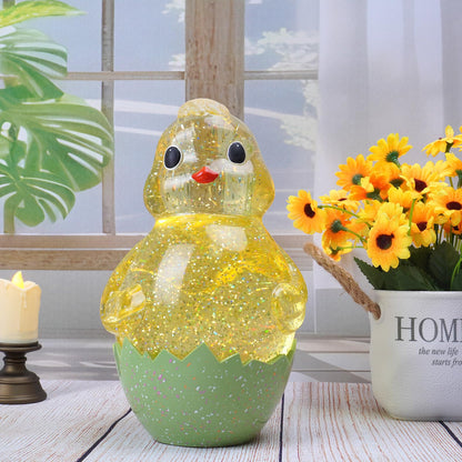 Spring Easter Chick Snow Globe Decor with Swirling Glitter, Easter Egg-Chick Snowglobe with 6H Timer, USB or Battery Operated, Easter Chick Decor for Holiday Spring Home Decor and Gift (Chick)