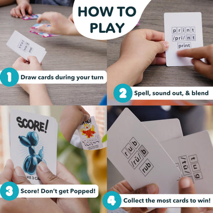Popped! Reading Game - Learn Reading Skills in Weeks - Exciting Phonics Game for Kids Ages 4-9 - CVC Educational Game Must Haves for Preschool, Kindergarten, 1st - 3rd Grade