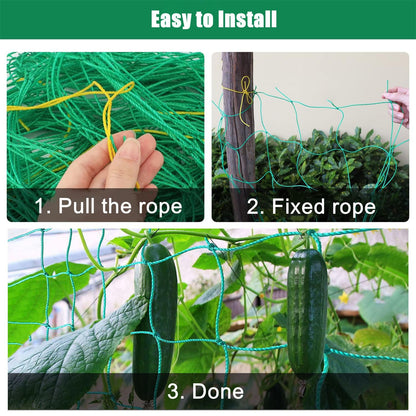 Trellis Netting for Climbing Plants, 6.6x32.8 FT Heavy Duty Garden Trellis Net with 27 Strands Nylon for Cucumber, Grape, Vine, Vegetables, Flowers, Bean, Tomato Grow Trellis Net (Green, 1 Pack)