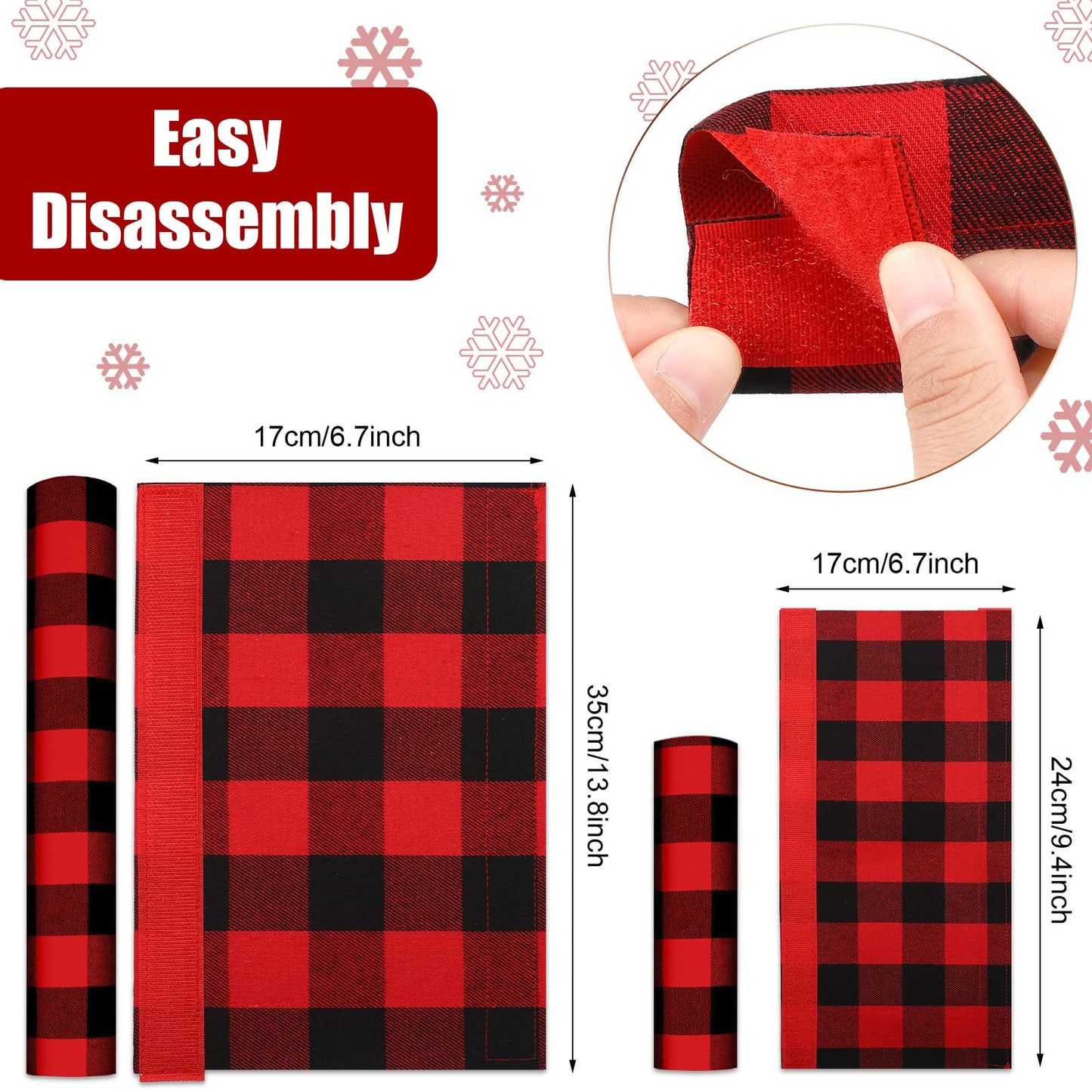 8 Pcs Christmas Refrigerator Handle Covers Christmas Decorations Indoor Cabinet Handle Covers Farmhouse Buffalo Plaid Kitchen Appliance Oven Fridge Handle Protector(Red and Black,Oblique Plaid)