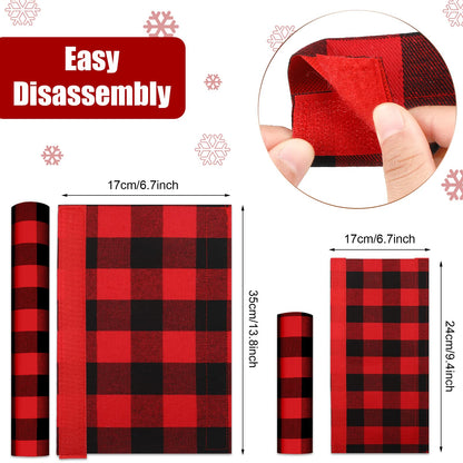 8 Pcs Christmas Refrigerator Handle Covers Christmas Decorations Indoor Cabinet Handle Covers Farmhouse Buffalo Plaid Kitchen Appliance Oven Fridge Handle Protector(Red and Black,Oblique Plaid)