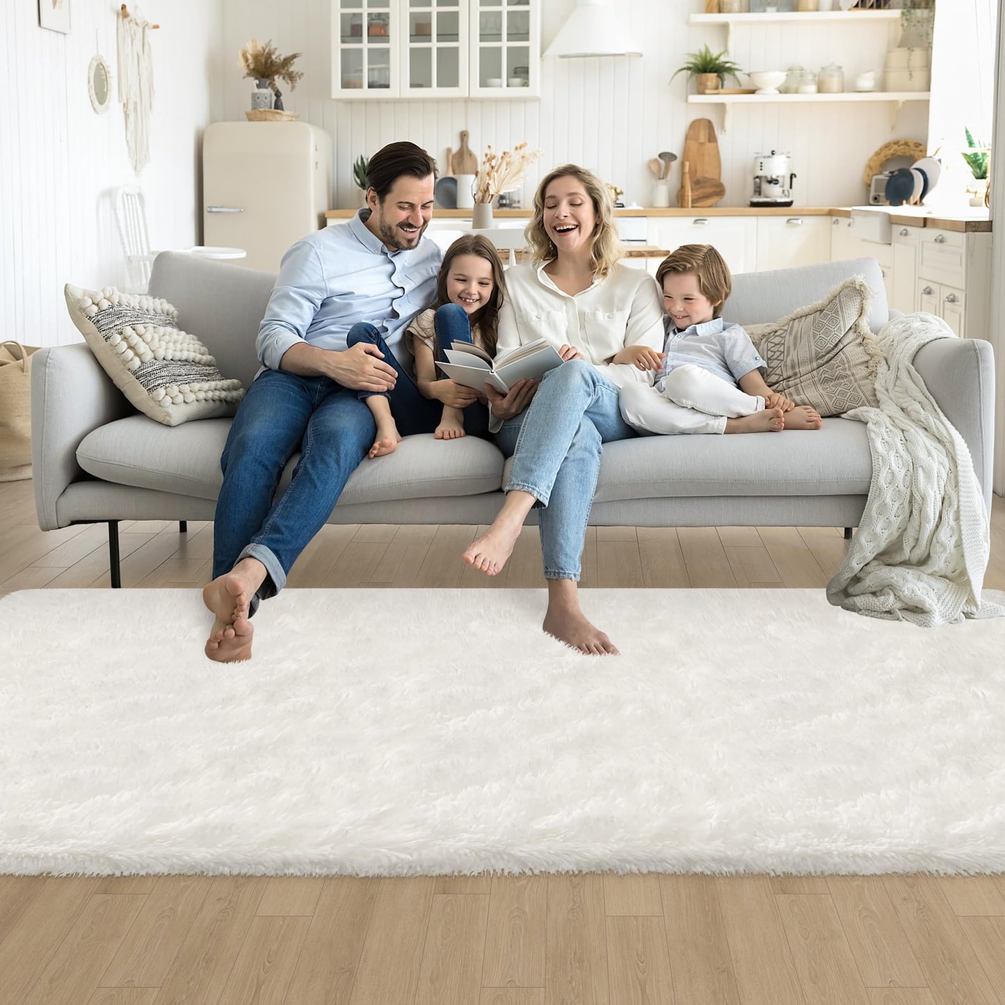 TENNOLA 3x10 Feet White Soft Shag Runner Rug for Bedroom Fuzzy Fluffy Rugs with Non-Slip Bottom for Hallway Bedside Living Room Dorm, Furry Area Rug for Nursery Playroom Indoor Home Decor