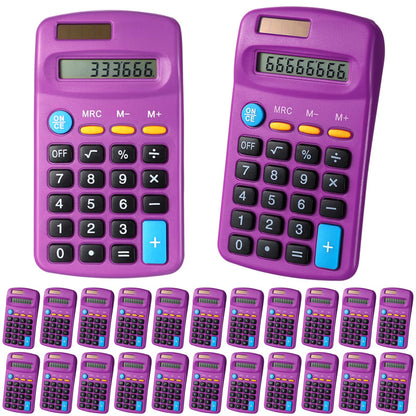 Copkim 24 Pack Student Mini Calculator for Classroom, 8-Digit Display Dual Powered Handheld Math Tools for Teachers, School Supplies and Classroom Rewards, Compact Design(Purple)
