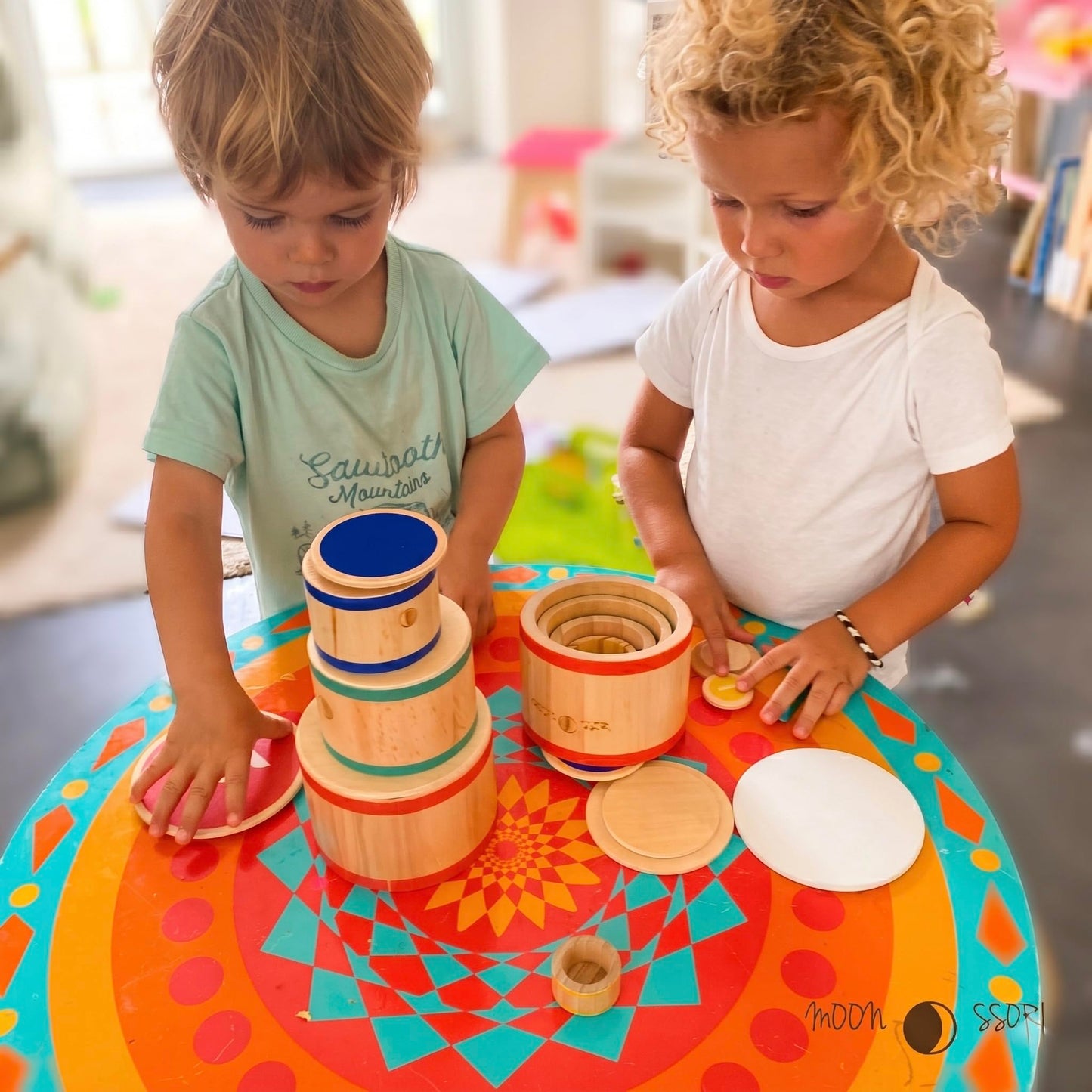 Wooden Stacking Cups for Toddlers 1-3 – Montessori Baby Toy for Sorting, Nesting & Stacking, Natural Wood Learning Toy for Fine Motor Skills