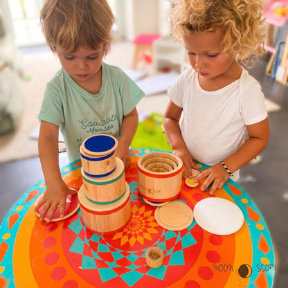 Wooden Stacking Cups for Toddlers 1-3 – Montessori Baby Toy for Sorting, Nesting & Stacking, Natural Wood Learning Toy for Fine Motor Skills