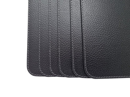 Nikalaz Set of 6 Placemats Made of Recycled Leather (18"x13", Black)