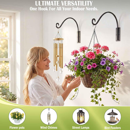 Lifyzoon Heavy Duty Plant Hanger Bracket (22"/Black) Outdoor Hand-Forged Hanging Plant Bracket Durable and Stable Bird Feeder Hanger