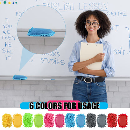 Jspupifip 12 Pcs Microfiber Shag Eraser Whiteboard, Magnetic Dry Erase Eraser Whiteboard Washable White Board Dry Erase for Marker Chalk Home Classroom Office Supplies, Blue Pink Green Red Yellow Gray