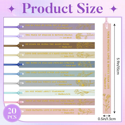 Bible Bookmark Christian Bookmarks, Pretty Bulk Leather Page Markers Religious Verse Scripture Book Marks for Reading Women Men Adults Book Lovers Christian Gifts Personalized Inspirational(20pcs)