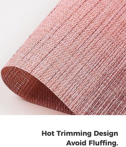Leetaltree Gradient Pink Woven Placemats Set of 8 - Heat Resistant Non-Slip Place mats for Dining Table, Washable Durable PVC Vinyl Woven Table Mats(Gradient Pink, 8)