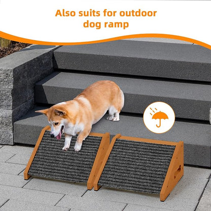 4 Pack Wooden Dog Ramp for Stairs Suits for Small Medium Dogs Cats, Pet Steps Stairs for Staircase for Dogs Cats Brown,Need Installation,13 * 9.8 * 5.1 inch