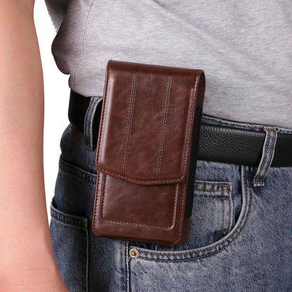 Cellphone Pouch Waist Men, Leather Cell phone Waist bag with Card Holder Leather, 6.5" Men's Waist Holster Waterproof Belt Clip Holder Wallet Waist Pocket Purse Smartphone Carrying Case Bum Bag