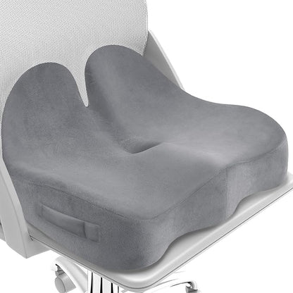 Seat Cushion, Memory Foam Office Chair Seat Cushion for Office Chairs/Car/Long Trip/Desk Chair/Gaming, Large Size for Sciatica & Hip & Tailbone Pain Relief, Sciatica Support (Light Gray)