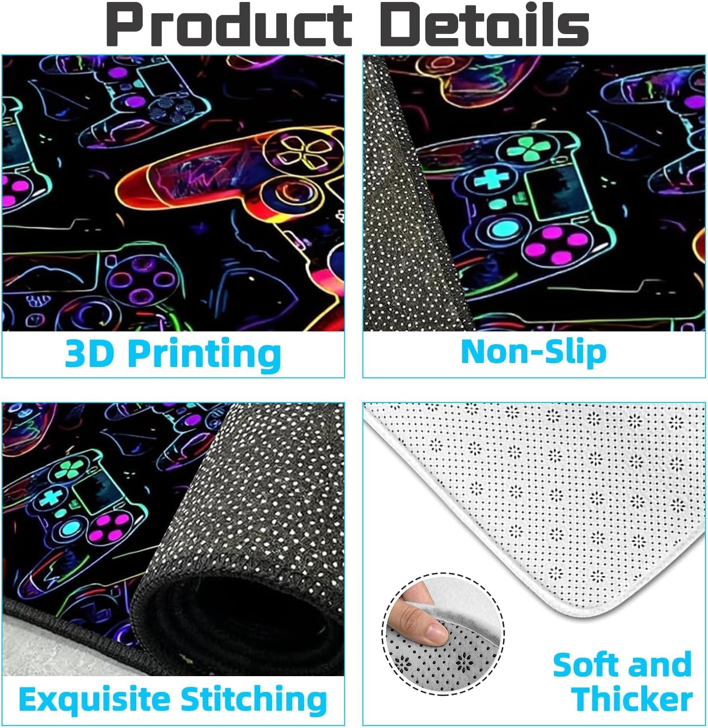 PERFECT LASER Gaming Area Rugs for Boys,Gaming Rug Boy Room Decor,Gaming Rugs for Gaming Room,Teen Game Player Video Gaming Rugs for Bedroom Living Room Playroom,Teen Game Player(47" x 31")
