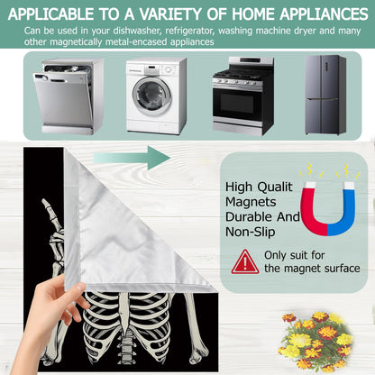 Halloween Skeleton Refrigerator Magnet Cover,Gothic Smiling Skull Washable Dishwasher Magnets Decorative Cover,Home Kitchen Decorative Dishwasher Front Panel Cover 23x26 Inch