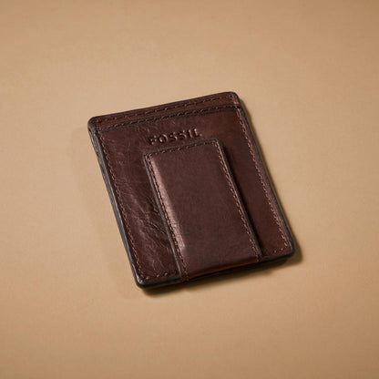 Fossil Men's Ingram Leather Magnetic Card Case with Money Clip Wallet, Slim Wallet for Men, Brown