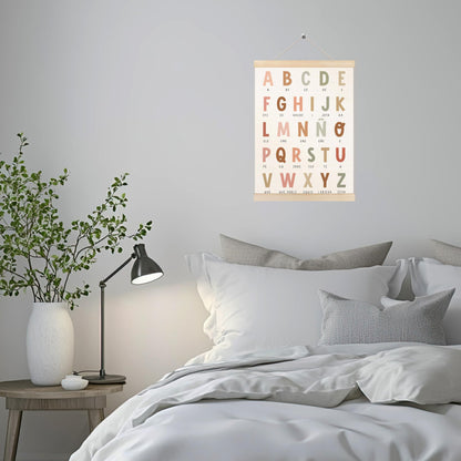 HUGANE Alphabet Wall Art, Boho Educational Nursery Poster, 12x16 Inches